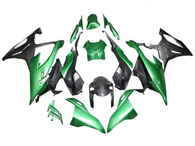 Erschwingliche BMW S1000RR Motorrad Verkleidung 2019-2022 - Glanzendes Schwarz Grun Carbonfaser