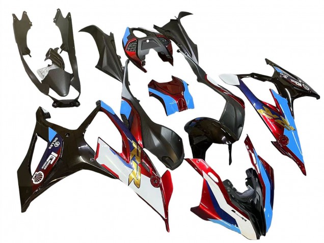 Erschwingliche BMW S1000RR Motorrad Verkleidung 2019-2022 - Schwarz Rot Blau
