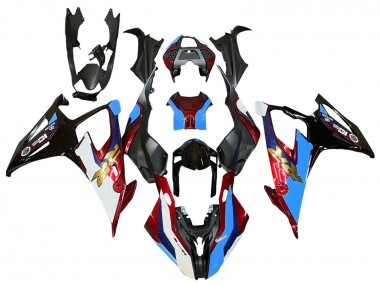 Erschwingliche BMW S1000RR Motorrad Verkleidung 2019-2022 - Schwarz Rot Blau