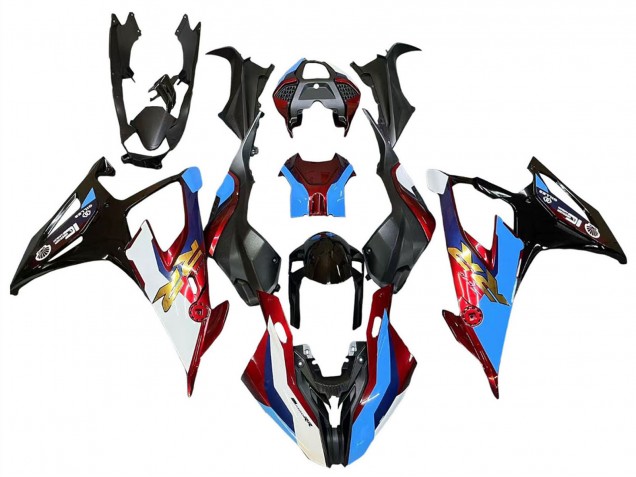 Erschwingliche BMW S1000RR Motorrad Verkleidung 2019-2022 - Schwarz Rot Blau