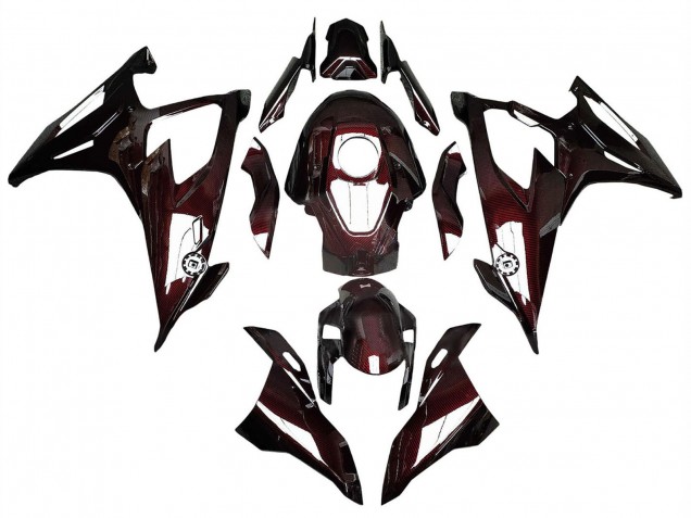 Erschwingliche BMW S1000RR Motorrad Verkleidung 2019-2022 - Dunkel Rot Carbonfaser
