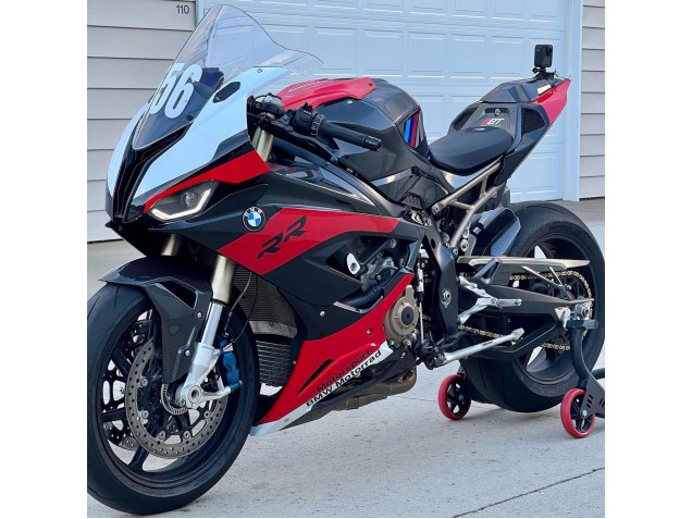 Erschwingliche BMW S1000RR Motorrad Verkleidung 2019-2022 - Schwarz Rot Weiss