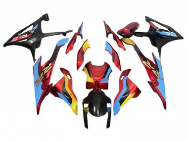 Erschwingliche BMW S1000RR Motorrad Verkleidung 2019-2022 - Hellblau Rot Gold