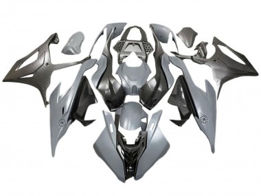 Erschwingliche BMW S1000RR Motorrad Verkleidung 2019-2022 - Grau Schwarz Carbonfaser
