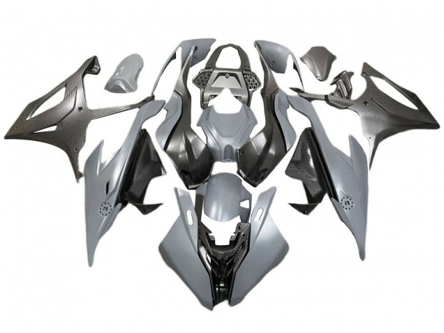 Erschwingliche BMW S1000RR Motorrad Verkleidung 2019-2022 - Grau Schwarz Carbonfaser