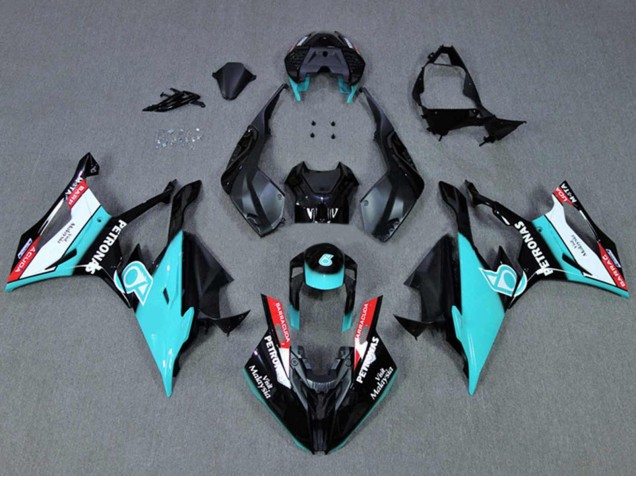 Erschwingliche BMW S1000RR Motorrad Verkleidung 2019-2022 - Schwarz Cyan Petronas