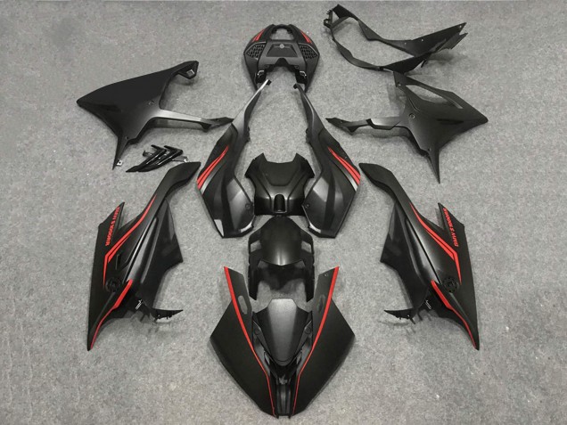 Erschwingliche BMW S1000RR Motorrad Verkleidung 2019-2022 - Matt Schwarz Rot