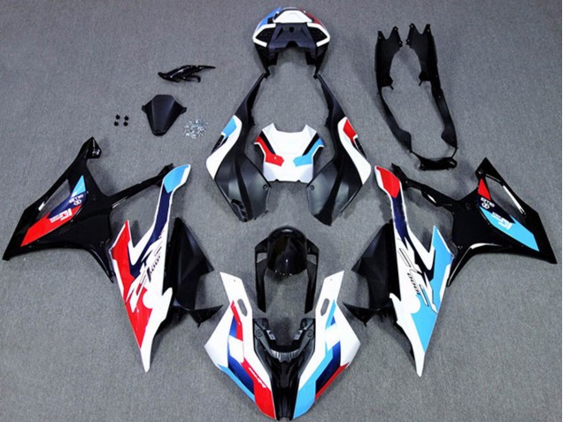 Erschwingliche BMW S1000RR Motorrad Verkleidung 2019-2022 - Schwarz Weiss Blau
