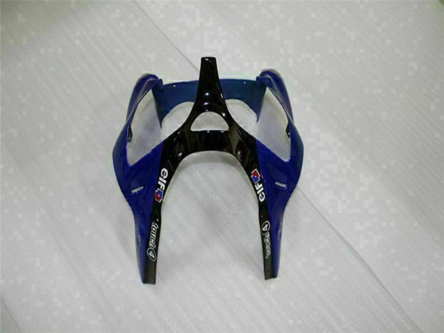 Erschwingliche Kawasaki ZX6R Motorrad Verkleidung 2000-2002 - Blau Glanzendes Schwarz Elf Bridgestone
