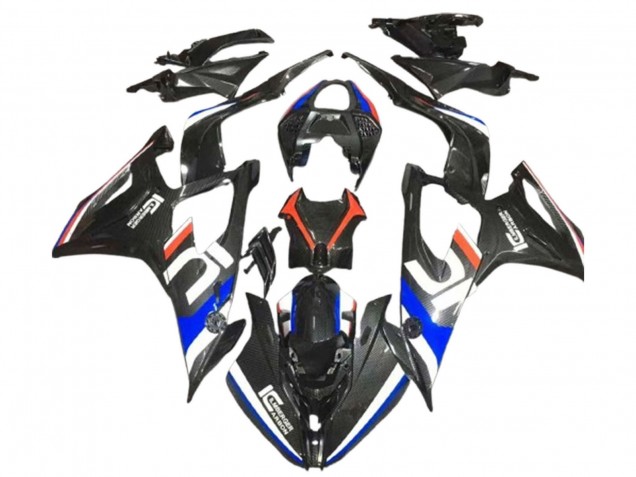 Erschwingliche BMW S1000RR Motorrad Verkleidung 2019-2022 - Schwarz Weiss Blau Kohlefaser