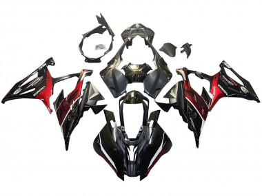 Erschwingliche BMW S1000RR Motorrad Verkleidung 2019-2022 - Schwarz Dunkel rot