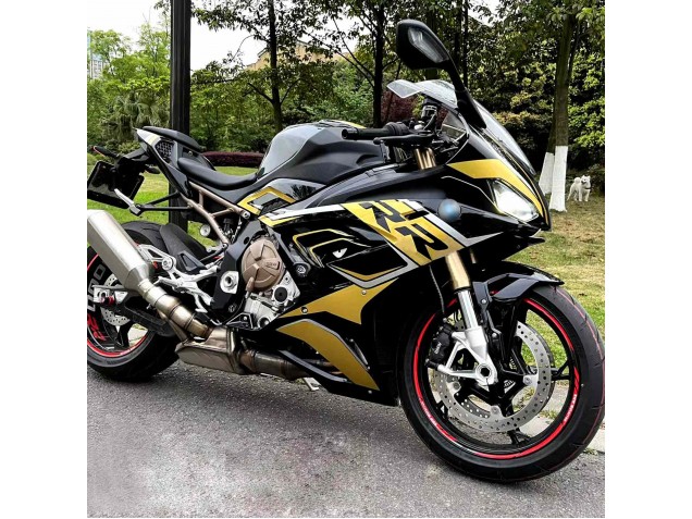 Erschwingliche BMW S1000RR Motorrad Verkleidung 2019-2022 - Schwarzes Gold