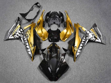 Erschwingliche BMW S1000RR Motorrad Verkleidung 2019-2022 - Gold Schwarz Hai