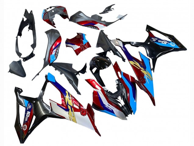 Erschwingliche BMW S1000RR Motorrad Verkleidung 2019-2022 - Weiss Blau Rot Schwarz