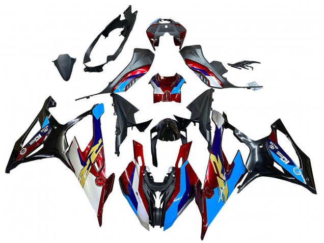 Erschwingliche BMW S1000RR Motorrad Verkleidung 2019-2022 - Weiss Blau Rot Schwarz