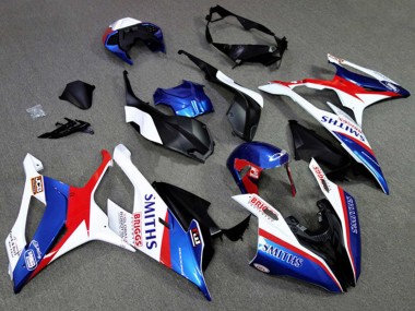 Erschwingliche BMW S1000RR Motorrad Verkleidung 2019-2022 - Weiss Blau Rot Smiths