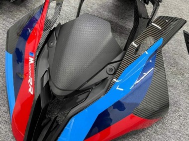 Erschwingliche BMW S1000RR Motorrad Verkleidung 2019-2022 - Schwarz Blau Rot Carbonfaser