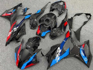 Erschwingliche BMW S1000RR Motorrad Verkleidung 2019-2022 - Schwarz Blau Rot Carbonfaser