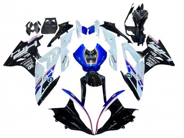 Erschwingliche BMW S1000RR Motorrad Verkleidung 2017-2018 - Weiss Blau Glanzendes Schwarz