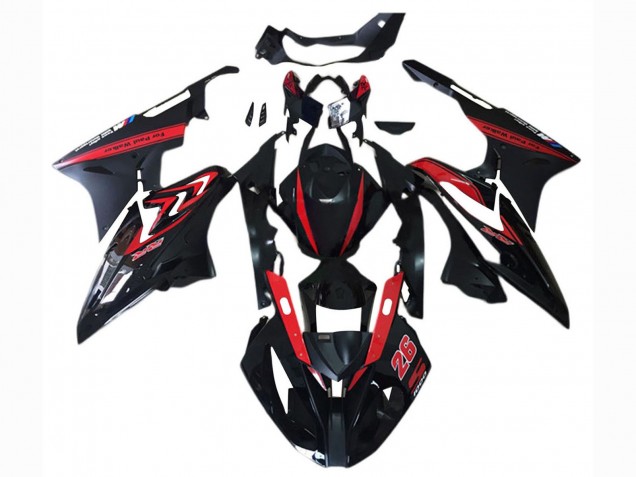 Erschwingliche BMW S1000RR Motorrad Verkleidung 2017-2018 - Rot Glanzendes Schwarz Matt Schwarz