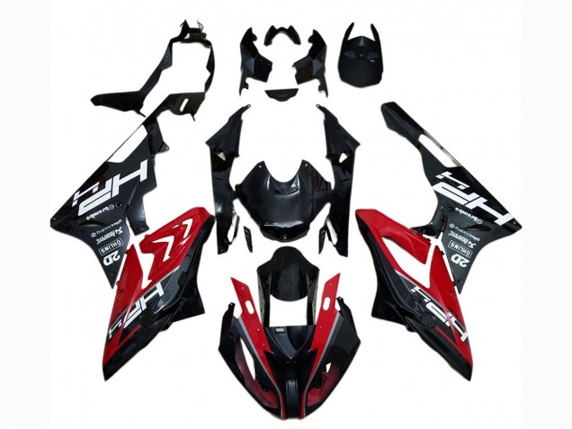 Erschwingliche BMW S1000RR Motorrad Verkleidung 2017-2018 - Rot Glanzendes Schwarz