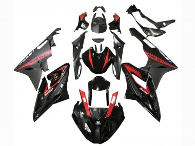 Erschwingliche BMW S1000RR Motorrad Verkleidung 2017-2018 - Rot Glanzendes Schwarz Matt Schwarz