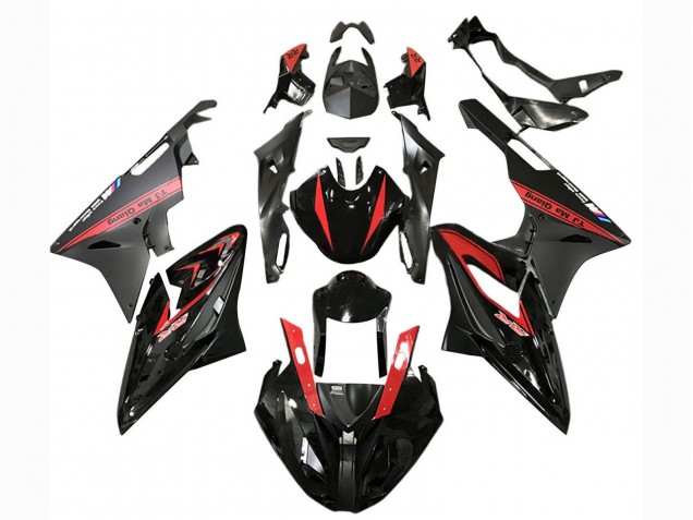 Erschwingliche BMW S1000RR Motorrad Verkleidung 2017-2018 - Rot Glanzendes Schwarz Matt Schwarz