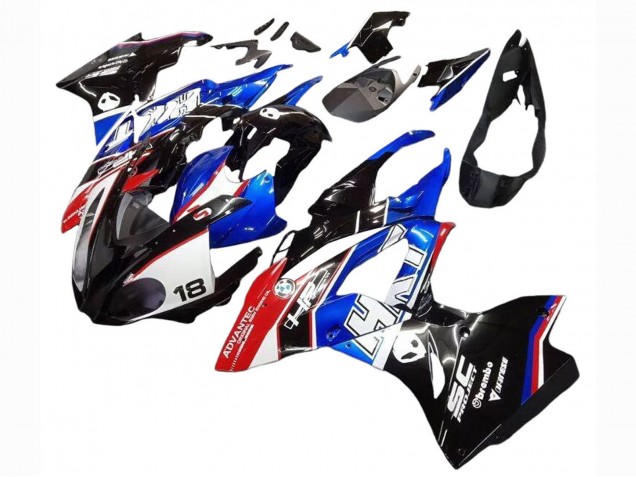 Erschwingliche BMW S1000RR Motorrad Verkleidungen Kit 2017-2018 - Weiss Blau Rot Glanzendes Schwarz