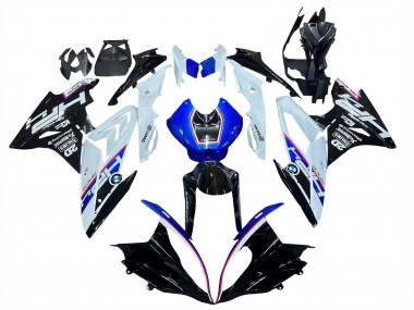 Erschwingliche BMW S1000RR Motorrad Verkleidung Kit 2015-2016 - Weiss Blau Glanzendes Schwarz