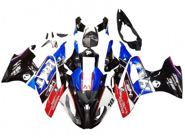 Erschwingliche BMW S1000RR Motorrad Verkleidung 2015-2016 - Blau Rot Glanzendes Schwarz