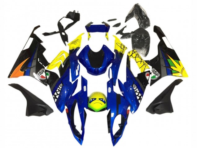Erschwingliche BMW S1000RR Motorrad Verkleidung 2015-2016 - Gelb Blau Schwarz Hai