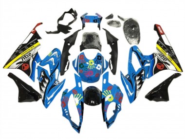 Erschwingliche BMW S1000RR Motorrad Verkleidung Kit 2015-2016 - Gelb Blau Schwarz Hai