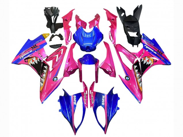 Erschwingliche BMW S1000RR Motorrad Verkleidung 2015-2016 - Rosa Blau Hai