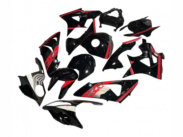 Erschwingliche BMW S1000RR Motorrad Verkleidung 2009-2014 - Rot Glanzendes Schwarz