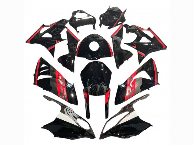 Erschwingliche BMW S1000RR Motorrad Verkleidung 2009-2014 - Rot Glanzendes Schwarz