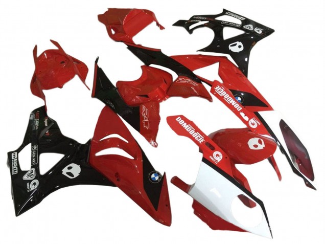 Erschwingliche BMW S1000RR Motorrad Verkleidung 2009-2014 - Rot Weiss Glanzendes Schwarz