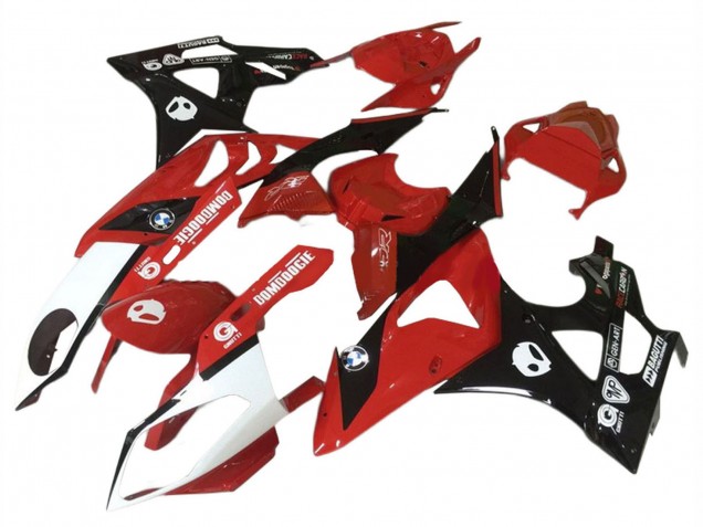 Erschwingliche BMW S1000RR Motorrad Verkleidung 2009-2014 - Rot Weiss Glanzendes Schwarz