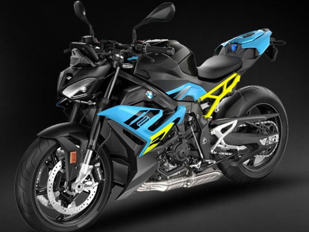 Erschwingliche BMW S1000R Motorrad Verkleidung 2021-2025 - Schwarz Hellblau Gelb