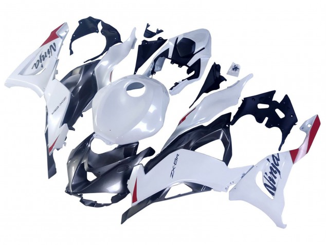 Erschwingliche Kawasaki ZX6R Motorrad Verkleidung 2023-2025 - Perl Weiss Schwarz Rot
