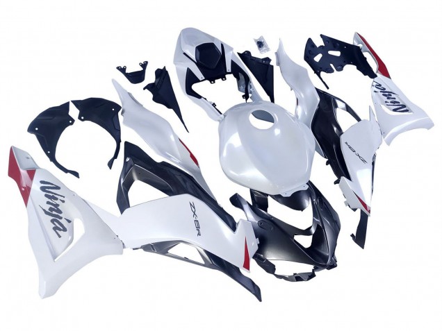 Erschwingliche Kawasaki ZX6R Motorrad Verkleidung 2023-2025 - Perl Weiss Schwarz Rot
