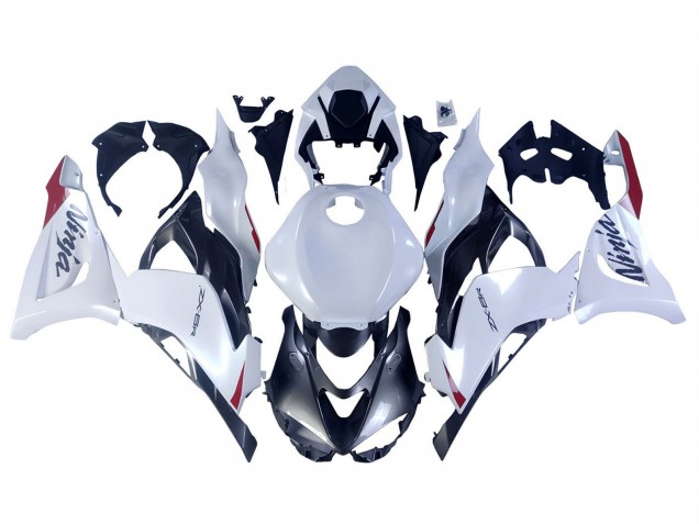 Erschwingliche Kawasaki ZX6R Motorrad Verkleidung 2023-2025 - Perl Weiss Schwarz Rot