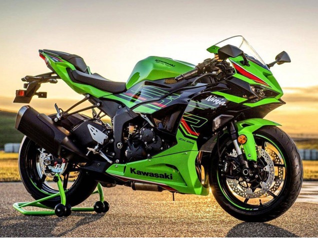Erschwingliche Kawasaki ZX6R Motorrad Verkleidung 2023-2025 - Grun Schwarz