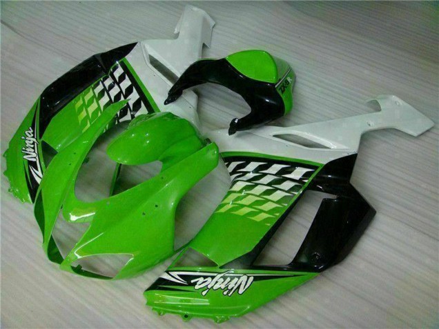 Erschwingliche Kawasaki ZX6R Motorrad Verkleidung 2007-2008 - Grun Weiss Ninja