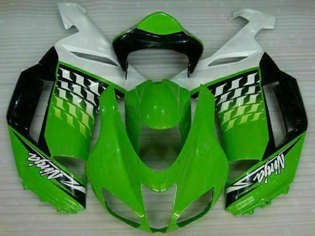 Erschwingliche Kawasaki ZX6R Motorrad Verkleidung 2007-2008 - Grun Weiss Ninja