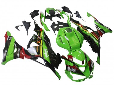 Erschwingliche Kawasaki ZX6R Motorrad Verkleidung 2023-2025 - Grun Schwarz Rot Gelb Dunlop