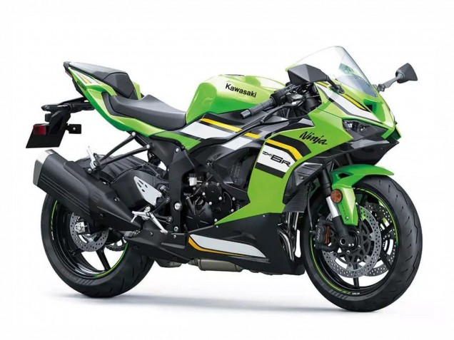 Erschwingliche Kawasaki ZX6R Motorrad Verkleidung 2023-2025 - Grun Weiss Schwarz Ninja
