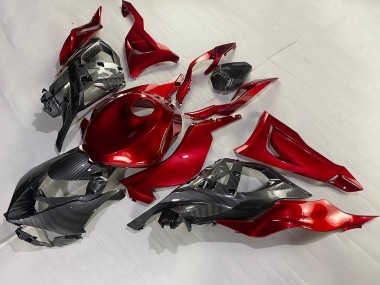 Erschwingliche Kawasaki ZX6R Motorrad Verkleidung 2023-2025 - Rot Carbonfaser