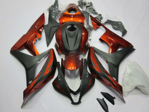 Erschwingliche Honda CBR600RR Motorrad Verkleidung Kit 2007-2008 - Orange Matt Schwarz