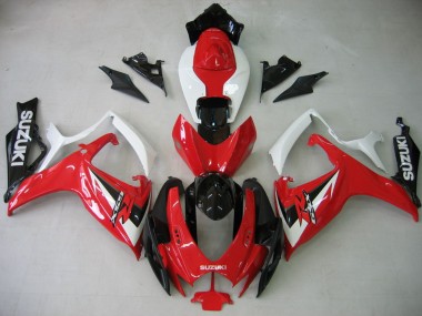 Erschwingliche Suzuki GSXR 600 / GSXR 750 Motorrad Verkleidung 2006-2007 - Weiss Rot Glanzendes Schwarz