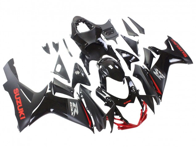 Erschwingliche Suzuki GSXR 600 / GSXR 750 Motorrad Verkleidung 2011-2024 - Schwarz Grau Rot Linie